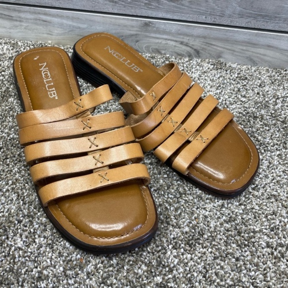NC Club Survivor Brazilian Leather Sandals Slides Mules 8